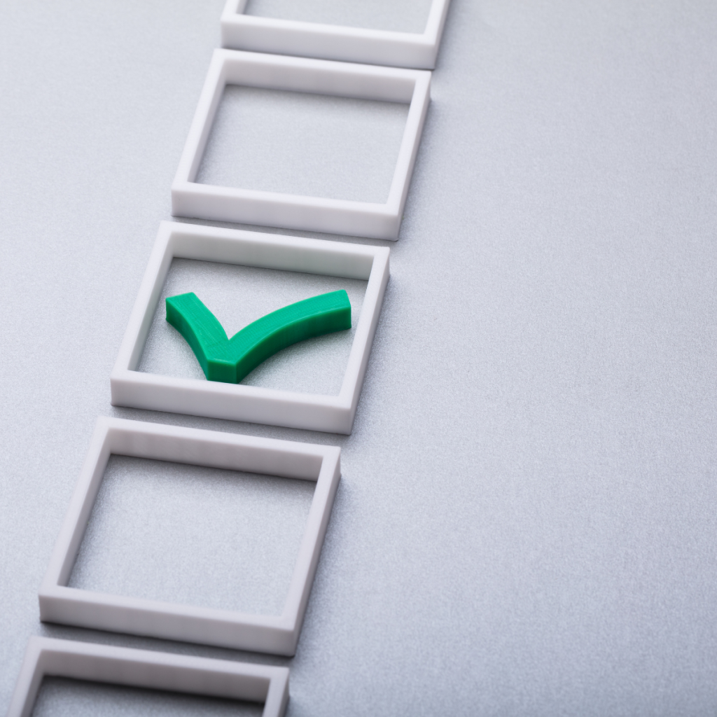 Filling in checkboxes with green checkmarks.