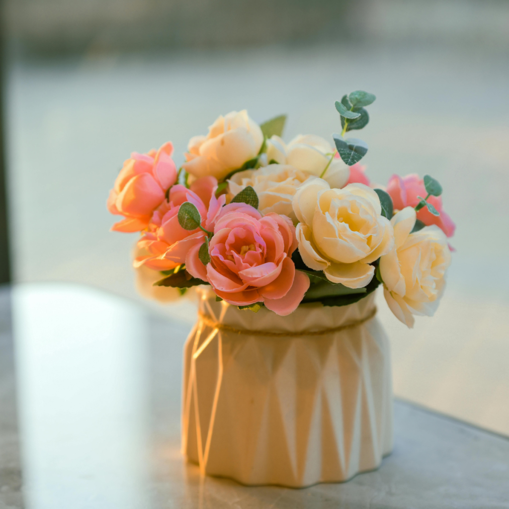 Bouquet of flowers on a table.