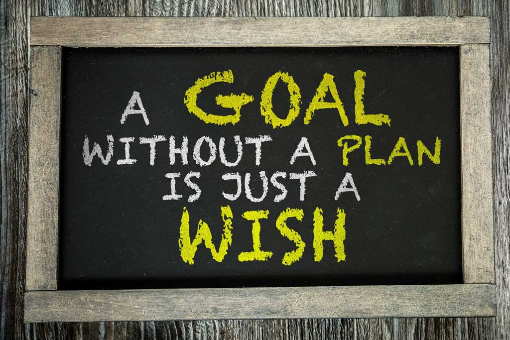 A goal without a plan is just a wish quote written on chalkboard.