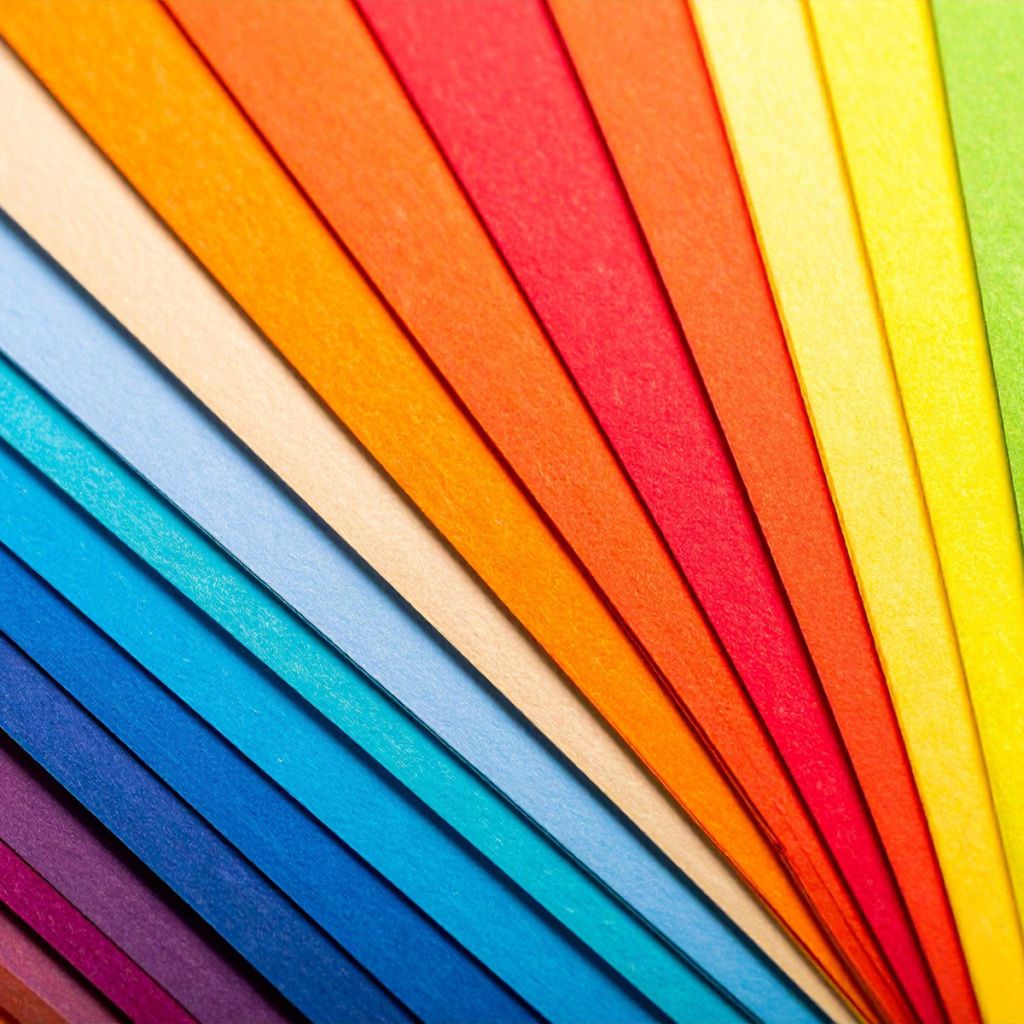 Colorful paper arranged in an abstract way.